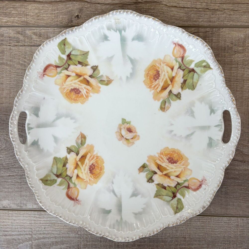 Vtg Rose Floral Porcelain Plate Wall Decor 10” Cottagecore Farmhouse Granny Boho